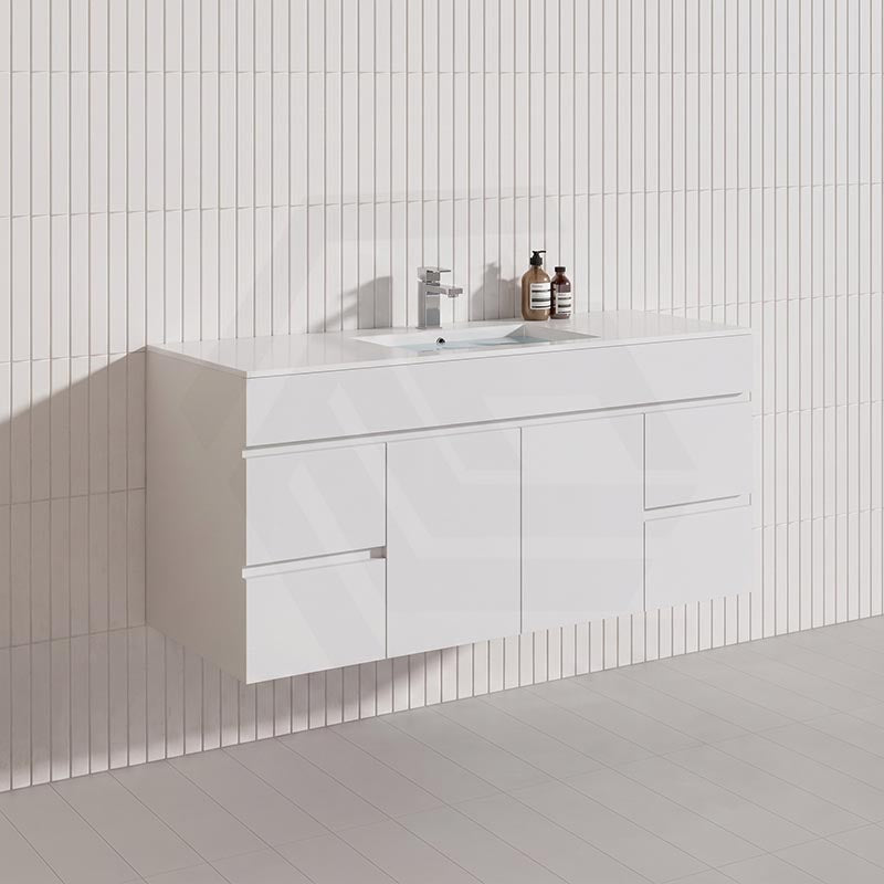 1200mm Bathroom Premium PVC Single/Double Bowls Floating Vanity Wall Hung White Cabinet