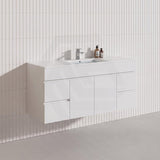 1200mm Bathroom Premium PVC Single/Double Bowls Floating Vanity Wall Hung White Cabinet