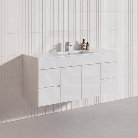 1200mm Bathroom Premium PVC Single/Double Bowls Floating Vanity Wall Hung White Cabinet