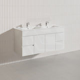 1200mm Bathroom Premium PVC Single/Double Bowls Floating Vanity Wall Hung White Cabinet