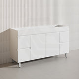 1500mm Freestanding Bathroom Vanity with Legs/Kickboard White PVC Polyurethane Cabinet ONLY & Ceramic Top Available
