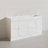1500mm Freestanding Bathroom Vanity with Legs/Kickboard White PVC Polyurethane Cabinet ONLY & Ceramic Top Available