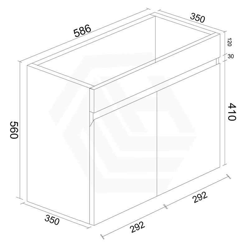 600mm Narrow Bathroom PVC Board Wall Hung Vanity Gloss White Cabinet Only & Ceramic Top Available