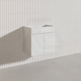 600mm Narrow Bathroom PVC Board Wall Hung Vanity Gloss White Cabinet Only & Ceramic Top Available