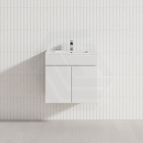 600-900mm Narrow Premium Bathroom Wall Hung Vanity White PVC Cabinet ONLY & Ceramic Top Available