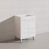 600mm Freestanding Bathroom Vanity with Legs/Kickboard White PVC Polyurethane Cabinet ONLY & Ceramic Top Available