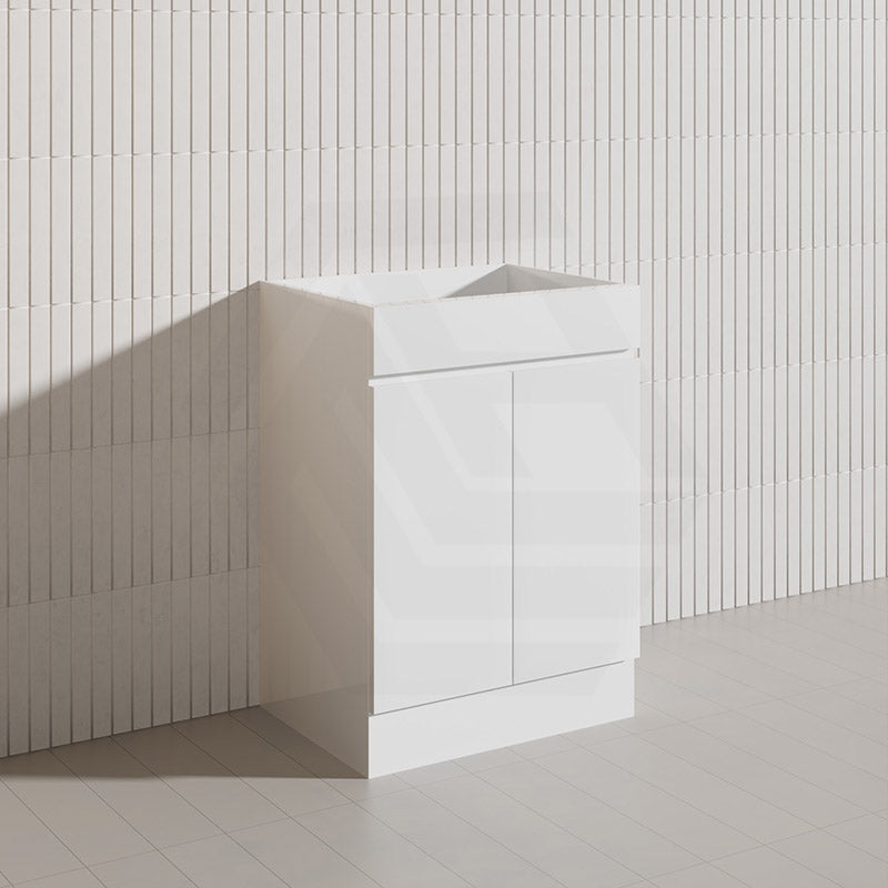 600mm Freestanding Bathroom Vanity with Legs/Kickboard White PVC Polyurethane Cabinet ONLY & Ceramic Top Available