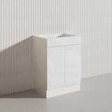 600mm Freestanding Bathroom Vanity with Legs/Kickboard White PVC Polyurethane Cabinet ONLY & Ceramic Top Available