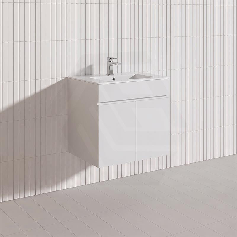 600mm Bathroom Premium PVC Single Bowl Floating Wall Hung Vanity White Cabinet