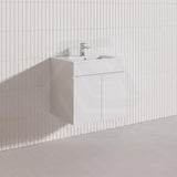 600mm Bathroom Premium PVC Single Bowl Floating Wall Hung Vanity White Cabinet