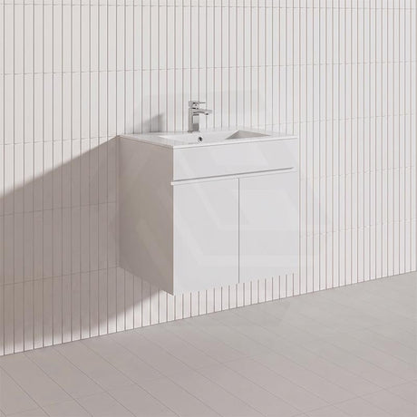 600mm Bathroom Premium PVC Single Bowl Floating Wall Hung Vanity White Cabinet