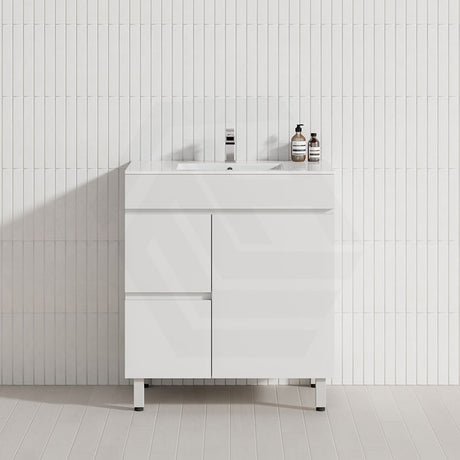 600-900mm Narrow Premium Bathroom Freestanding Vanity White PVC Polyurethane Cabinet ONLY & Ceramic Top Available