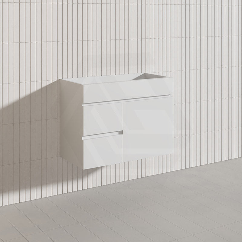 750mm Narrow Bathroom PVC Board Wall Hung Vanity Gloss White Cabinet Only & Ceramic Top Available