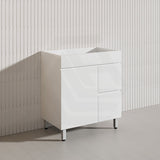 750mm Narrow Polyurethane PVC Premium Freestanding Bathroom Vanity Gloss White Cabinet ONLY & Ceramic Top Available