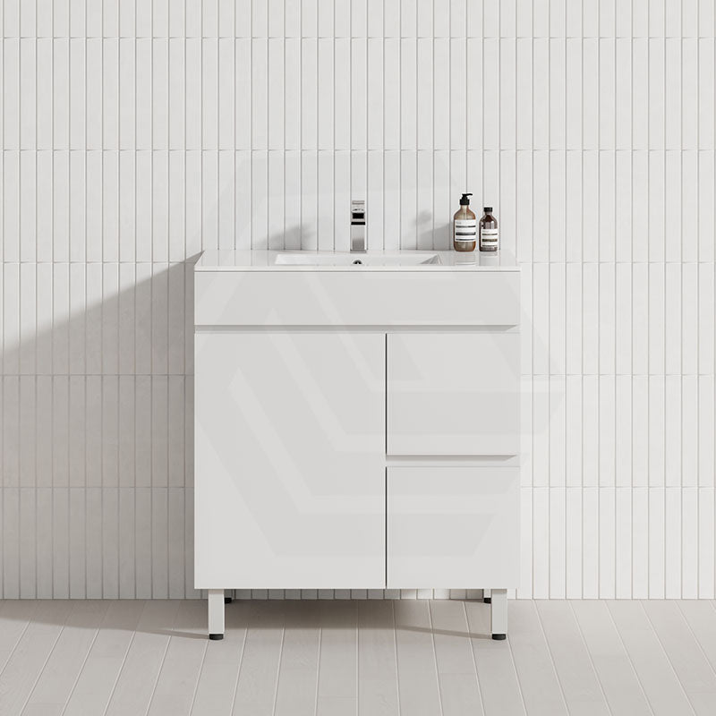 600-900mm Narrow Premium Bathroom Freestanding Vanity White PVC Polyurethane Cabinet ONLY & Ceramic Top Available