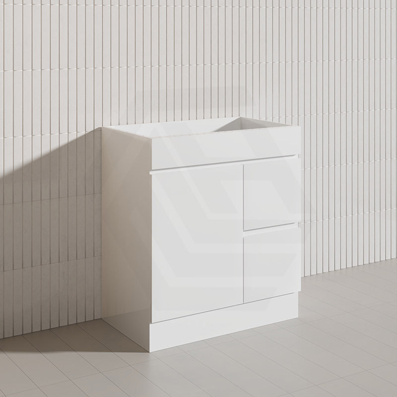 750mm Narrow Polyurethane PVC Premium Freestanding Bathroom Vanity Gloss White Cabinet ONLY & Ceramic Top Available