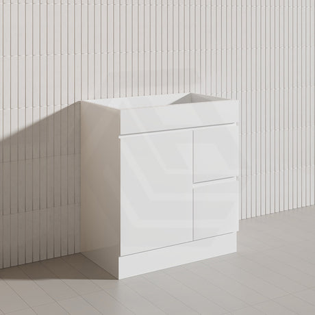 750mm Narrow Polyurethane PVC Premium Freestanding Bathroom Vanity Gloss White Cabinet ONLY & Ceramic Top Available