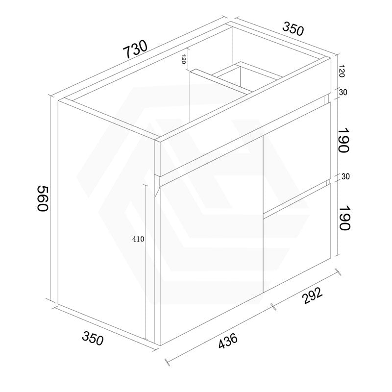 750mm Narrow Bathroom PVC Board Wall Hung Vanity Gloss White Cabinet Only & Ceramic Top Available
