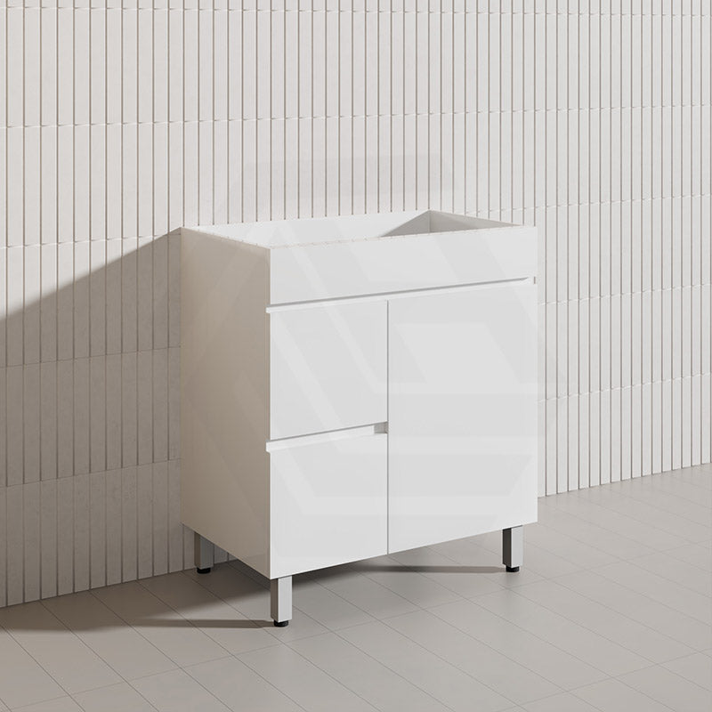 750mm Freestanding Bathroom Vanity with Legs/Kickboard White PVC Polyurethane Cabinet ONLY & Ceramic Top Available