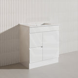 750mm Freestanding Bathroom Vanity with Legs/Kickboard White PVC Polyurethane Cabinet ONLY & Ceramic Top Available
