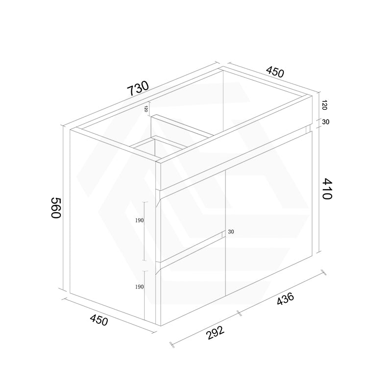 750mm Bathroom Premium PVC Single Bowl Floating Vanity Wall Hung White Cabinet