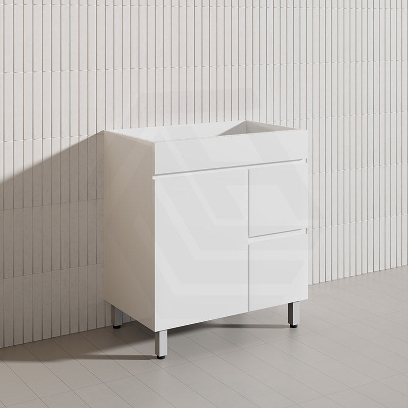 750mm Freestanding Bathroom Vanity with Legs/Kickboard White PVC Polyurethane Cabinet ONLY & Ceramic Top Available