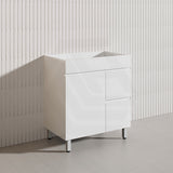 750mm Freestanding Bathroom Vanity with Legs/Kickboard White PVC Polyurethane Cabinet ONLY & Ceramic Top Available