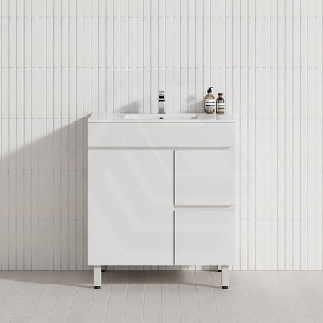 600-1500mm Premium Bathroom Freestanding Vanity White PVC Polyurethane Cabinet ONLY & Ceramic Top Available