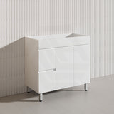 900mm Narrow Polyurethane PVC Premium Freestanding Bathroom Vanity Gloss White Cabinet ONLY & Ceramic Top Available