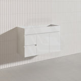 900mm Narrow Bathroom PVC Board Wall Hung Vanity Gloss White Cabinet Only & Ceramic Top Available