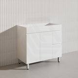 900mm Narrow Polyurethane PVC Premium Freestanding Bathroom Vanity Gloss White Cabinet ONLY & Ceramic Top Available