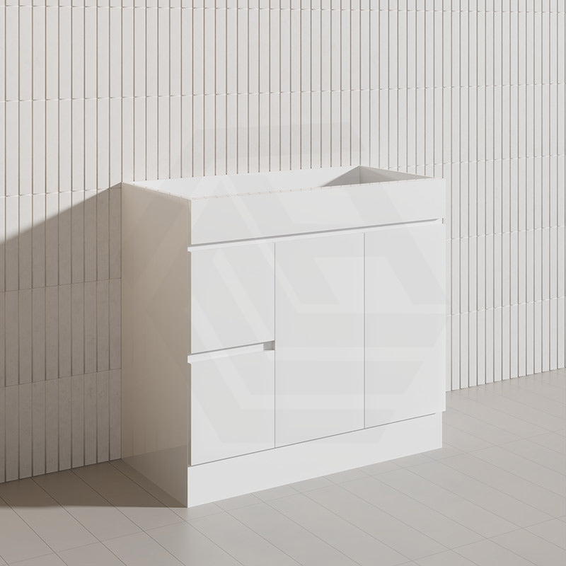 900mm Freestanding Bathroom Vanity with Legs/Kickboard White PVC Polyurethane Cabinet ONLY & Ceramic Top Available