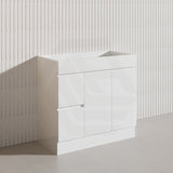 900mm Freestanding Bathroom Vanity with Legs/Kickboard White PVC Polyurethane Cabinet ONLY & Ceramic Top Available