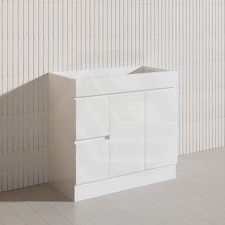 900mm Freestanding Bathroom Vanity with Legs/Kickboard White PVC Polyurethane Cabinet ONLY & Ceramic Top Available