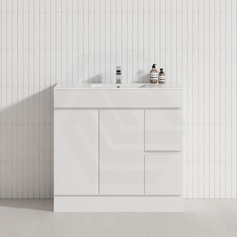 600-1500mm Premium Bathroom Freestanding Vanity Kickboard White PVC Polyurethane Cabinet ONLY & Ceramic Top Available