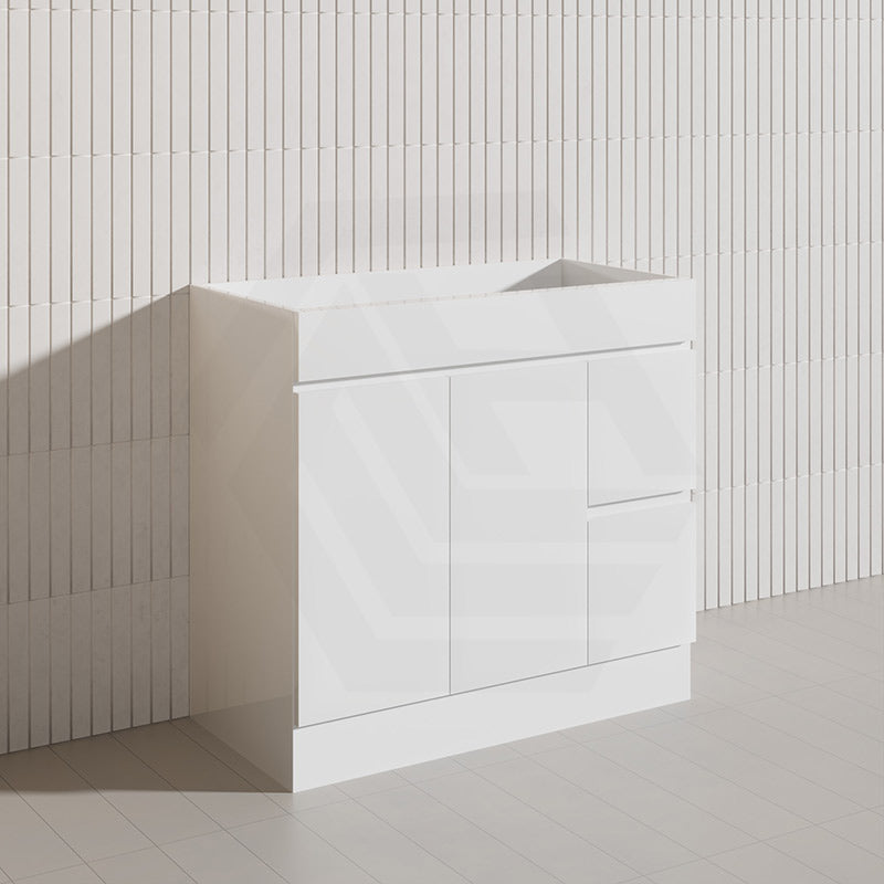 900mm Freestanding Bathroom Vanity with Legs/Kickboard White PVC Polyurethane Cabinet ONLY & Ceramic Top Available