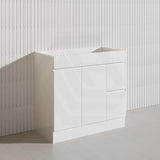 900mm Freestanding Bathroom Vanity with Legs/Kickboard White PVC Polyurethane Cabinet ONLY & Ceramic Top Available