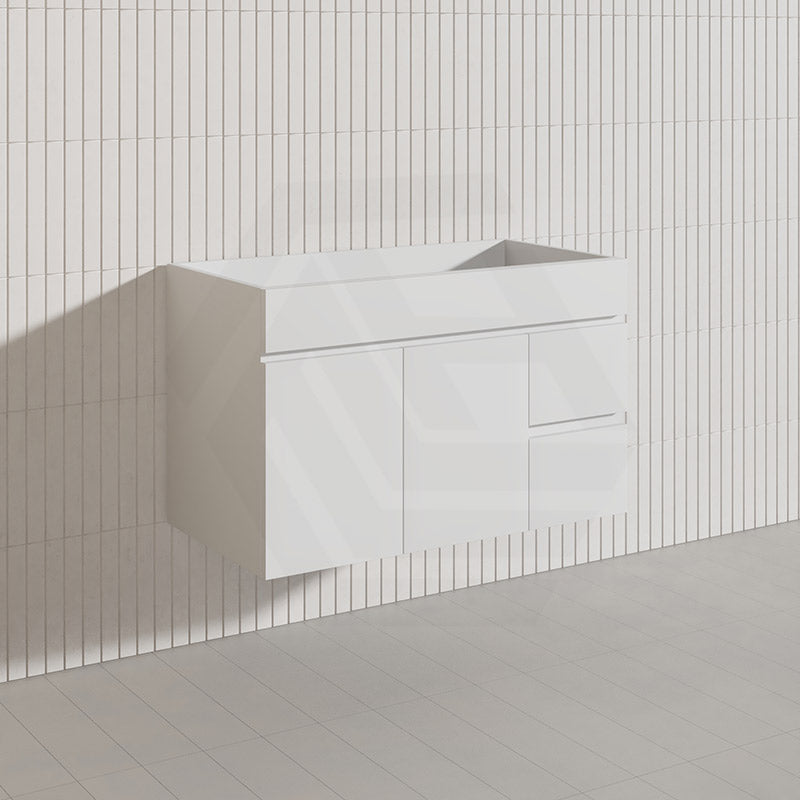 900mm Bathroom Premium PVC Single Bowl Floating Vanity Wall Hung White Cabinet