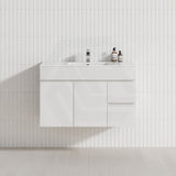 600-1500mm Bathroom Premium PVC Floating Vanity Wall Hung White Cabinet