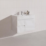 750mm Bathroom Premium PVC Single Bowl Floating Vanity Wall Hung White Cabinet