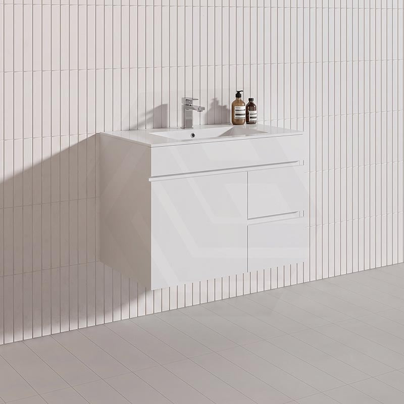 750mm Bathroom Premium PVC Single Bowl Floating Vanity Wall Hung White Cabinet