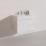 750mm Bathroom Premium PVC Single Bowl Floating Vanity Wall Hung White Cabinet