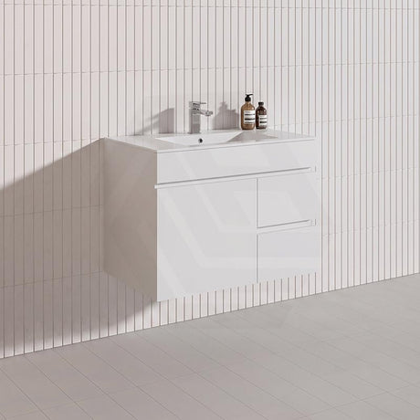 750mm Bathroom Premium PVC Single Bowl Floating Vanity Wall Hung White Cabinet