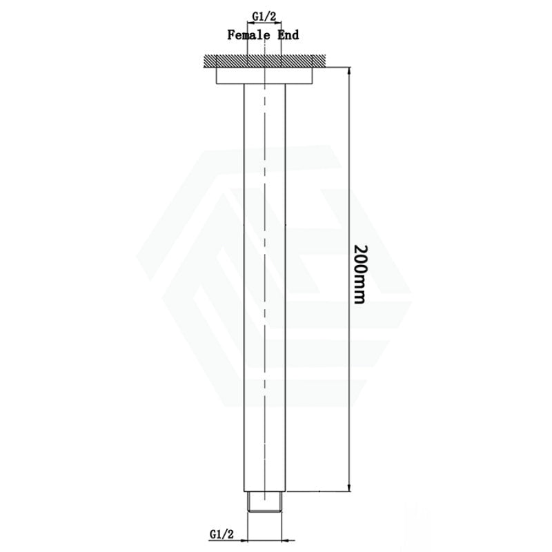 200/400Mm Norico Square Ceiling Shower Arm Brushed Nickel 200Mm