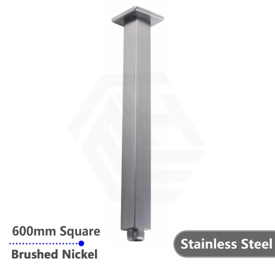 300/600mm Square Ceiling Shower Arm Brushed Nickel 600mm