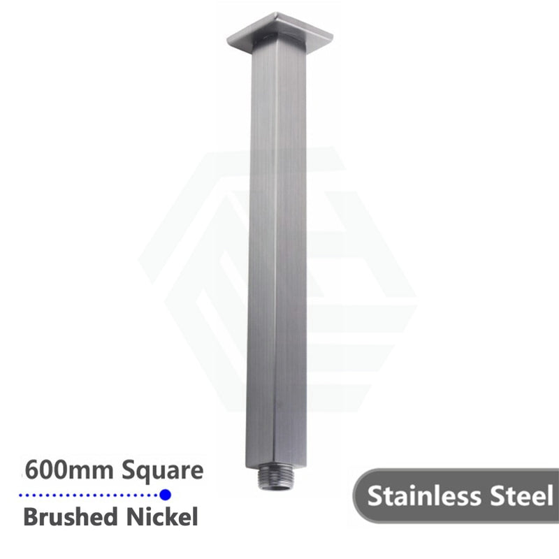 300/600Mm Square Ceiling Shower Arm Brushed Nickel 600Mm