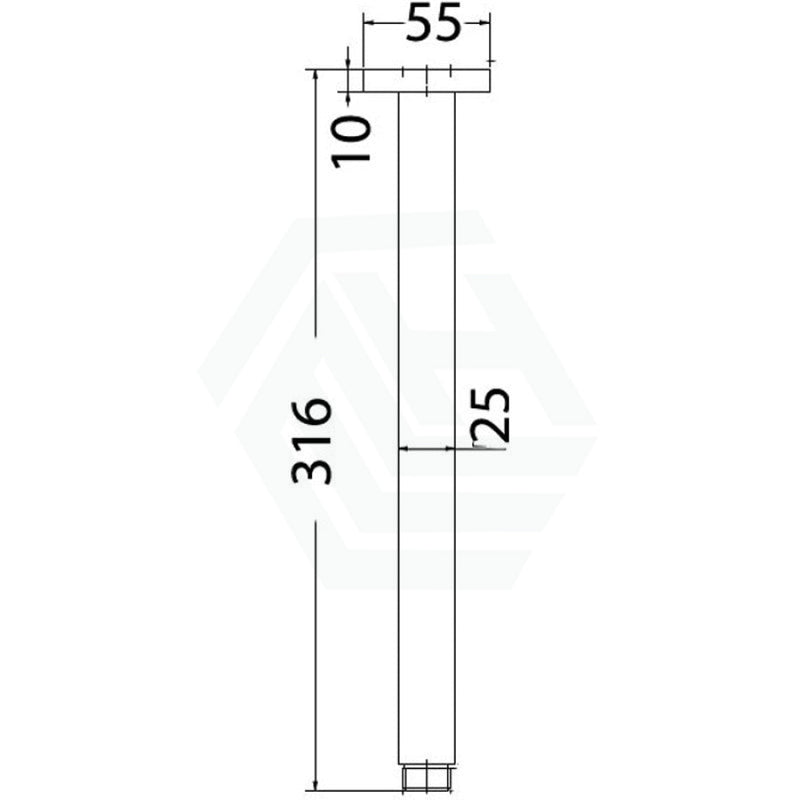 316Mm Square Vertical Ceiling Shower Arm Brushed Nickel Arms
