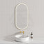 N#1(Nickel) 450X900Mm Beau Monde Led Mirror Oval Brushed Nickel Framed Touch Sensor Backlit For