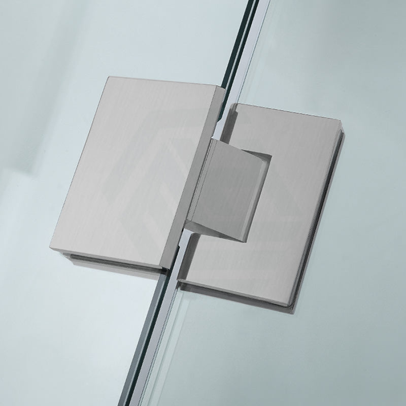 685-1400Mm L Shape Frameless Shower Screen Hinge Door Fix Panel Brushed Nickel Fittings 10Mm Glass