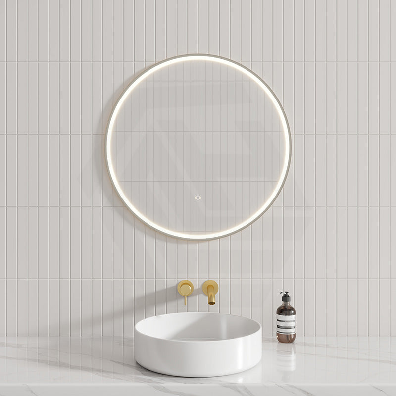 N#1(Nickel) 700/900Mm Aulic Windsor Round Led Mirror Brushed Nickel Framed Touchless Backlit Mirrors